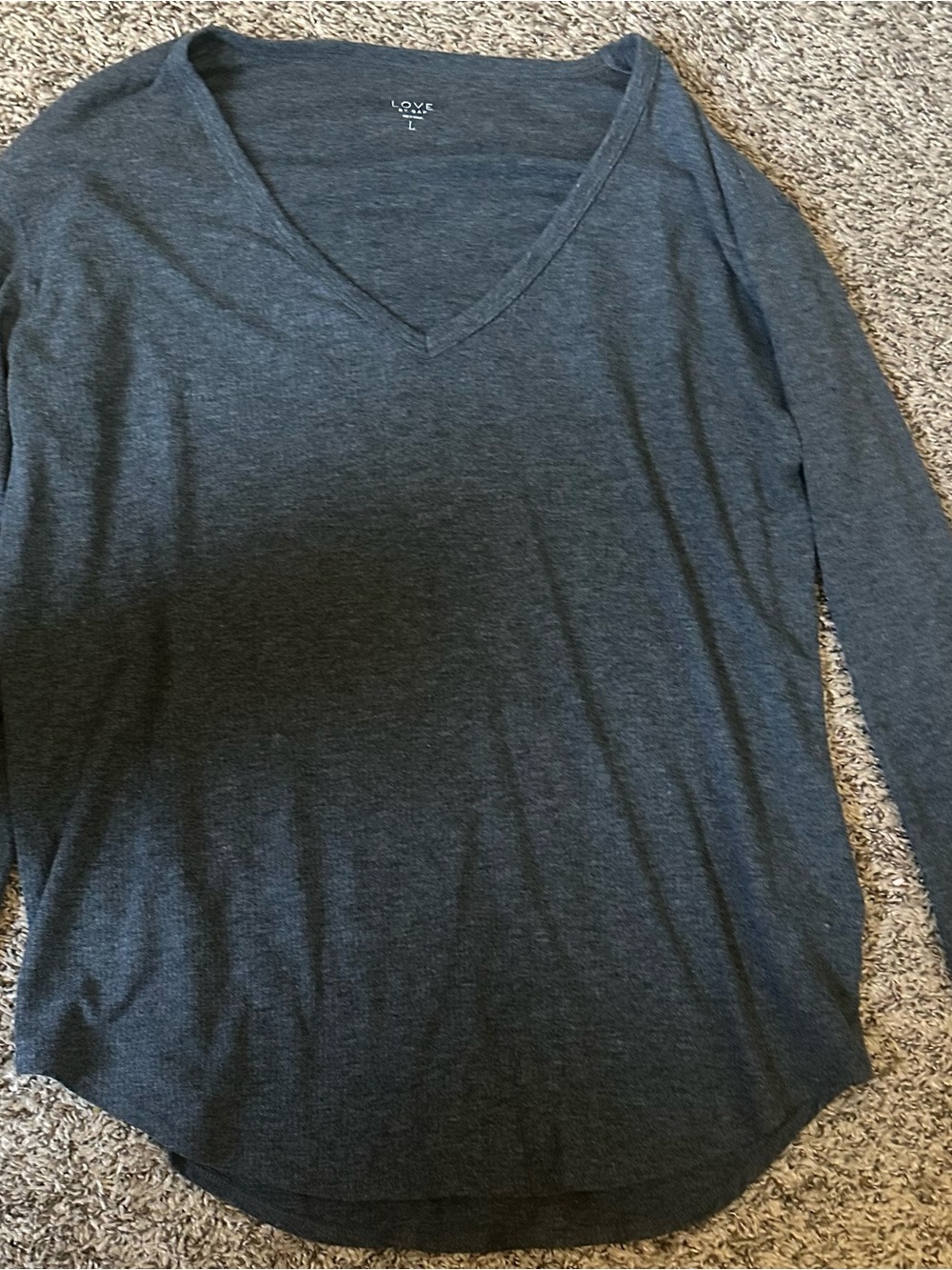 GAP Charcoal Gray V-Neck Long Sleeve Tee
